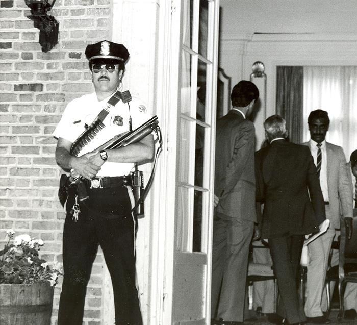 Uniformed Division Officer standing guard in 1985. 
