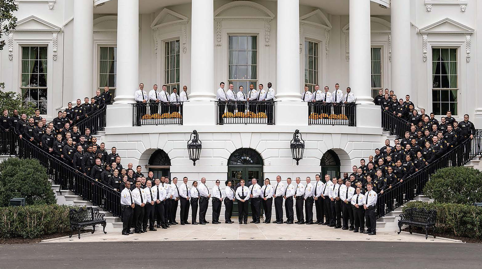 Uniformed Division on the steps of the White House
