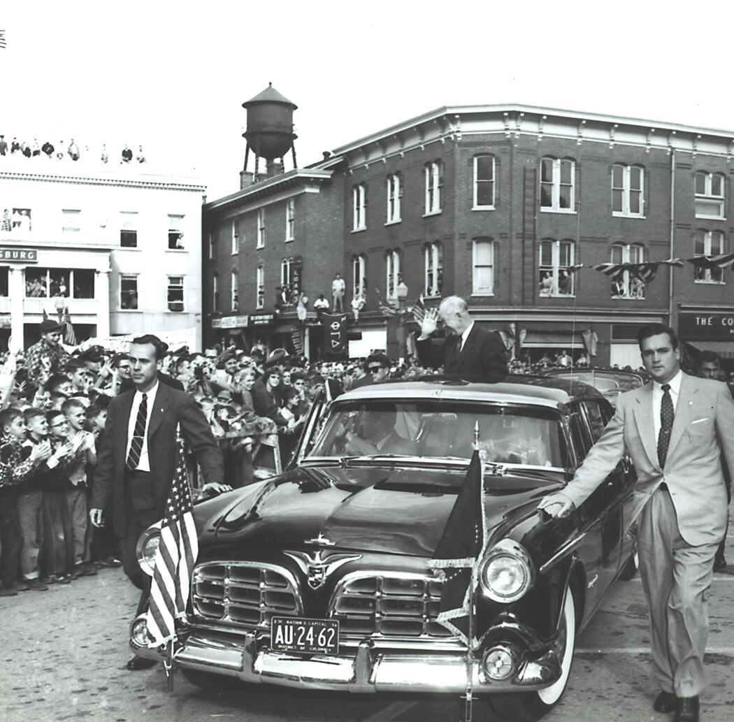 President Dwight Eisenhower rode in a 1955 Chrysler Crown Imperial during a visit to Gettysburg, Pennsylvania on November 14, 1955.