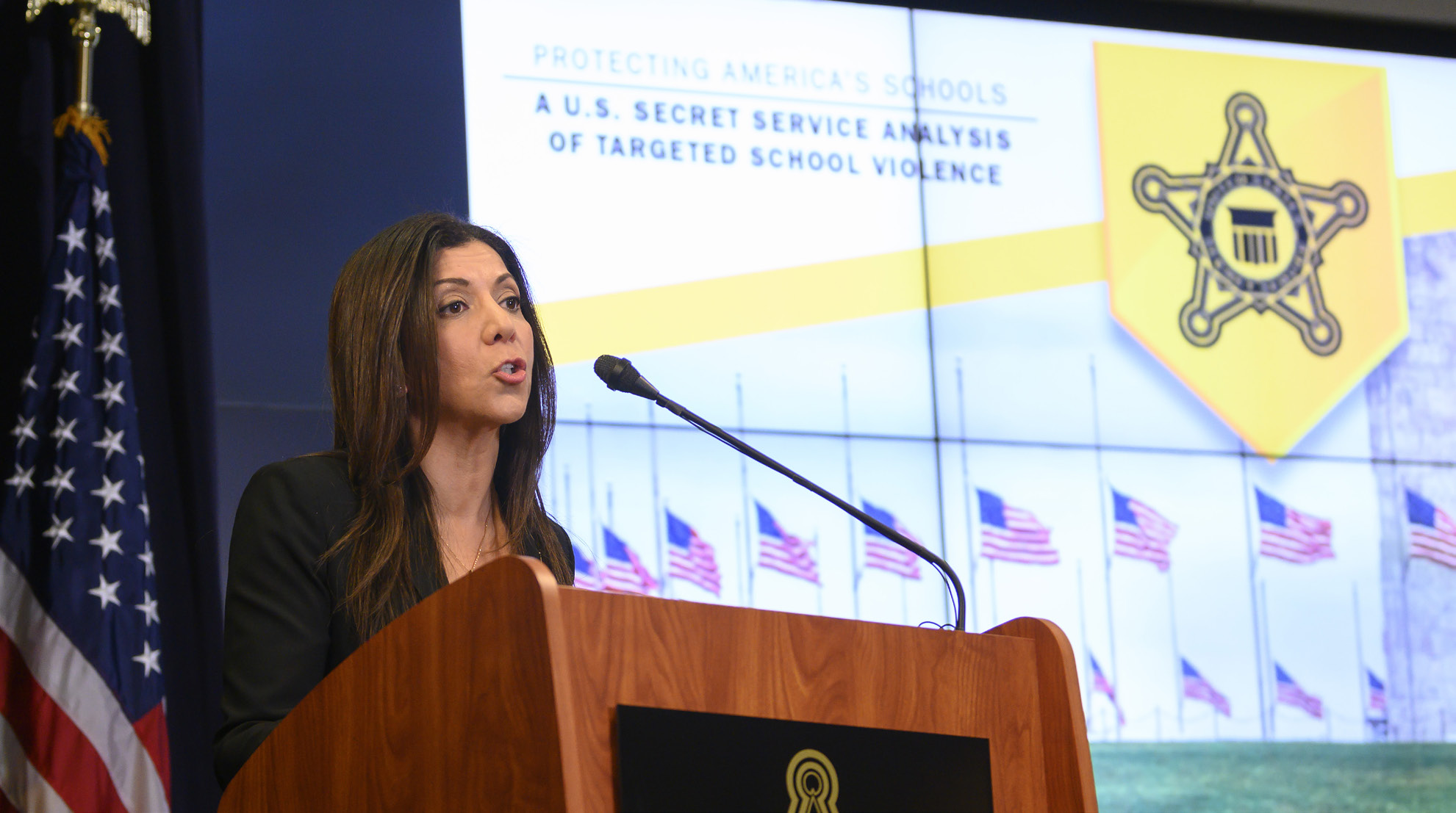 NTAC Chief Dr. Lina Althari announces the NTAC "Mass Attacks in Public Spaces - 2019" report at a virtual press conference.