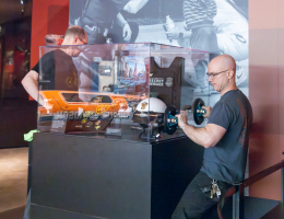 Harley-Davidson Museum staff put the final touches on the Secret Service exhibit, which opened Memorial Day weekend 2025.