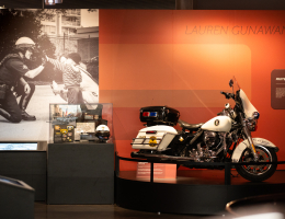 The Secret Service exhibit inside the Harley-Davidson Museum. The exhibit is expected, which was opened Memorial Day weekend 2025, to remain open to the public for three years.