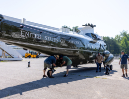 The Presidential Helicopters Program Office worked with the Secret Service to provide a decommissioned Marine One for our training facility.