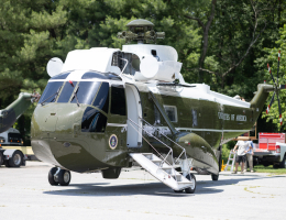 The recently decommissioned VH-3D is set up at the Rowley Training Center to provide trainees with a realistic environment that mirrors the layout of Marine One.