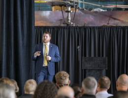 Social Science Research Specialist Kevin Maass, of National Threat Assessment Center, discusses “Behavioral Threat Assessment: A Framework to Prevent Targeted Violence,” during a session at the Violence Prevention Symposium.